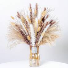 Bohemian Style Artificial Reed Decorative Bouquet, Suitable For Wedding Floral Arrangements, Living Room Decor, Home Decor, Rustic Style Party, Etc., Dried Reed Bouquet Decorative Ornament - Mix Color - View 1