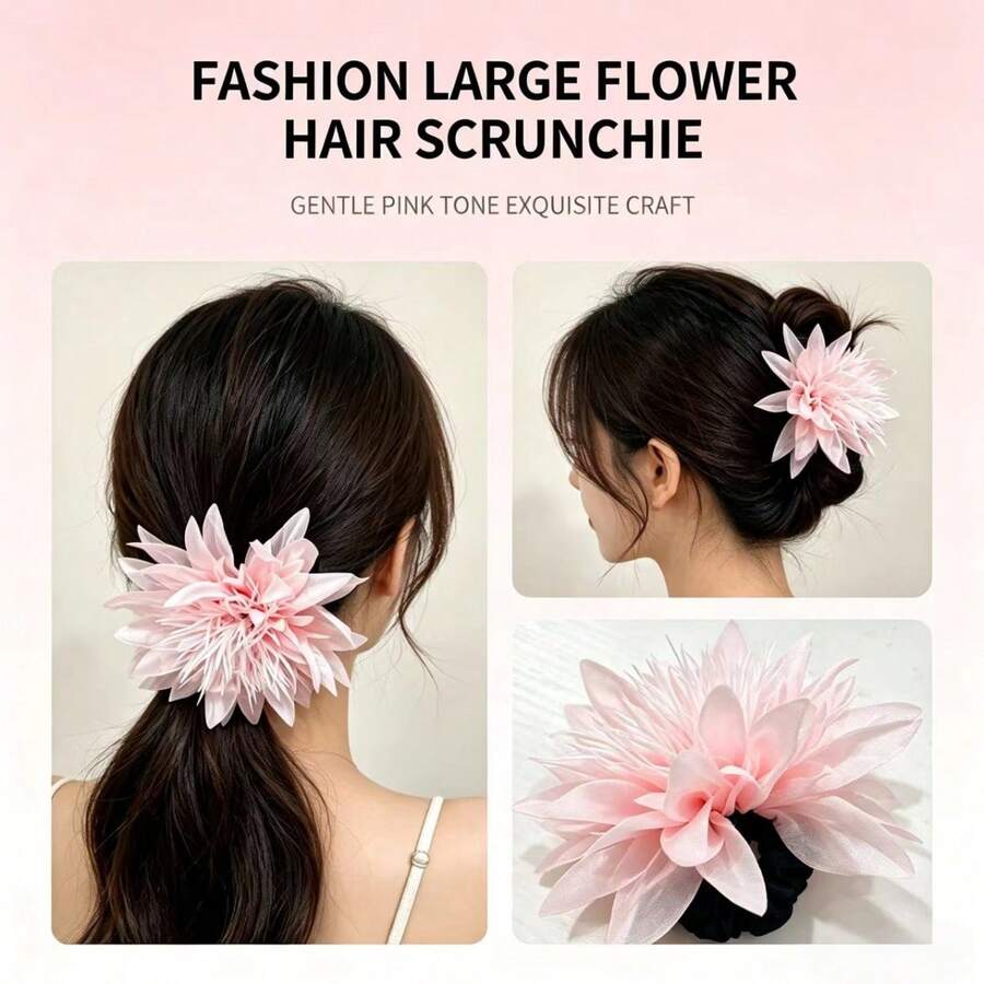 Multi-Color Floral Hair Bands, Non-Slip & Gentle On Hair, 4pcs Set For All Hair Types, Bohemian Polyester - Multicolor - View 1