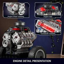 487PCS Universe 10171 Car Compatible With LSX454V8 Engine Electric Simulation Engine Model Power Assembly Mechanical Building Blocks Christmas Halloween Desktop Decor Boy Gift - Multicolor - View 6
