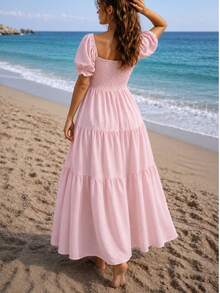 Women Long Dresses - Baby Pink - View 3