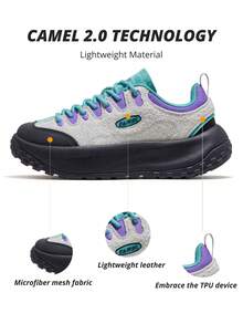 CAMEL CROWN New Women's Outdoor Breathable Casual Sports Shoes, Bread-Shaped Upper, Wear-Resistant Non-Slip Hiking Shoes - Chip Gray Black - View 8