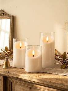 3 piezas Luces de velas sin llama con control remoto y temporizador, velas LED de deseos, alimentadas por batería, luces de atmósfera romántica, luces de velas LED electrónicas sin humo, luces de decoración navideña de luz cálida, adecuadas para Navidad, Día de San Valentín, Halloween, Día de la Madre, Día de San Valentín, atmósfera festiva, mesa de comedor, arreglo de atmósfera del hogar, decoración de escritorio y encimera, propuesta de confesión, fiesta de cumpleaños - transparente - Ver 7