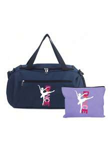 Dance Print Fitness Travel Bag Set, Ballet Fitness Bag With Shoulder Strap, Portable Makeup Bag, Large Capacity Sports Travel Bag, Fashionable Weekend Travel Bag, Suitable For Dance Classes, Fitness, Travel, Gymnastics And Practice, Ideal Gift For Dance Students, Women, Friends, Lovers, Unique Birthday Gift, Holiday Gift, Party Gift, Vacation Gift And Back To School Gift - Multicolor - View 12