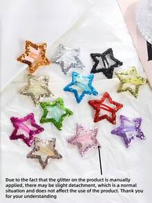 10/30/50pcs/Set Cute Glitter Y2K Five-Pointed Star BB Hair Clips, Durable And Non-Damaging, Sweet And Shiny Charming Hair Accessories, Suitable For Children And Teenagers, All-Match Versatile Hair Clips, Suitable For Children's Daily School, Party, Vacation - Multicolor - View 9