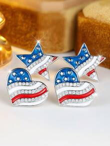 A Set Of 4 Elegant And Stylish Heart- And Star-Shaped Earrings For Women, Set With Cubic Zirconia. Women's Jewelry, Perfect For Special Occasions. - Multicolor - View 7