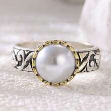 Vintage Carved Textured Dual-Tone Ring, Unique Attention-Grabbing, Versatile For Daily Wear & Gatherings - Silver - View 12