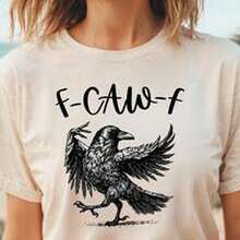 Funny Crow S1Hirt, FC1AwF T1S1Hirt, Black Crow S1Hirt, Raven Lover GifT1 Idea, Autumn Vibes T1EE, Fall SeaS1on T1EE, T1rendy Black Bird S1Hirt - 白色 - 查看 1