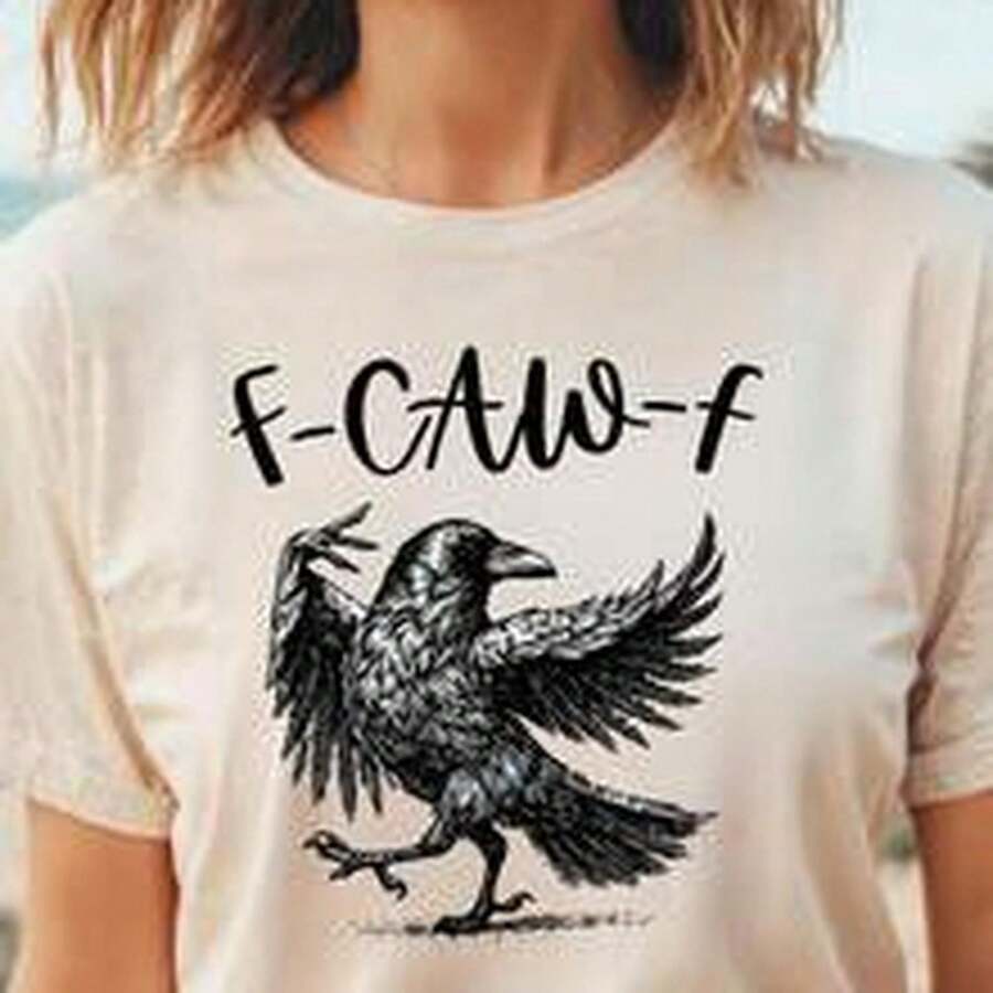 Funny Crow S1Hirt, FC1AwF T1S1Hirt, Black Crow S1Hirt, Raven Lover GifT1 Idea, Autumn Vibes T1EE, Fall SeaS1on T1EE, T1rendy Black Bird S1Hirt - 白色 - 查看 1