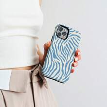 24h Shipping From DE Apple 17 16 15Pro Max PlusBlue Zebra Print Phone Case, Light Blue Soft Aesthetic, Pastel Animal Print Cover For IPhone 17 16 15 14 13 12 11 Air Pro Max Plus SamsungSamsung 23 24 25 26 - 1 Piece Of Picture Color - View 3