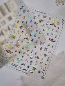 1pc 5D Embossed Colorful Insects Nail Art Stickers Kawaii Relief Insects Self Adhesive Transfer Sliders Nail Art Decor Stickers DIY Decals - Multicolor - View 4