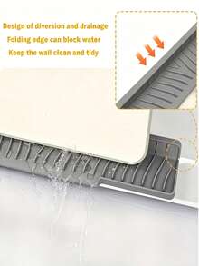 1pc Connectable Draining Mat And Faucet Splash Guard Mat - Non-Slip Quick-Dry Draining Mat Designed For Sinks, Effectively Protects Bathroom And Kitchen Sink Countertops. Easy To Clean Surface, Compatible With Single-Hole Faucets, Suitable For Kitchen And Bathroom Vanity - Multicolor - View 8