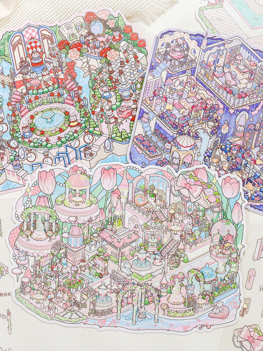 唯美城堡場景貼紙、可愛風景貼紙、幻想場景貼紙、3D微縮場景貼紙、成人手工貼紙、裝飾貼紙、DIY手工、手帳剪貼簿、桌面裝飾、紓壓、返校季 - A - 查看 1