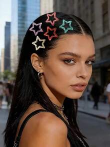 10/30/50pcs/Set Cute Glitter Y2K Five-Pointed Star BB Hair Clips, Durable And Non-Damaging, Sweet And Shiny Charming Hair Accessories, Suitable For Children And Teenagers, All-Match Versatile Hair Clips, Suitable For Children's Daily School, Party, Vacation - Multicolor - View 5