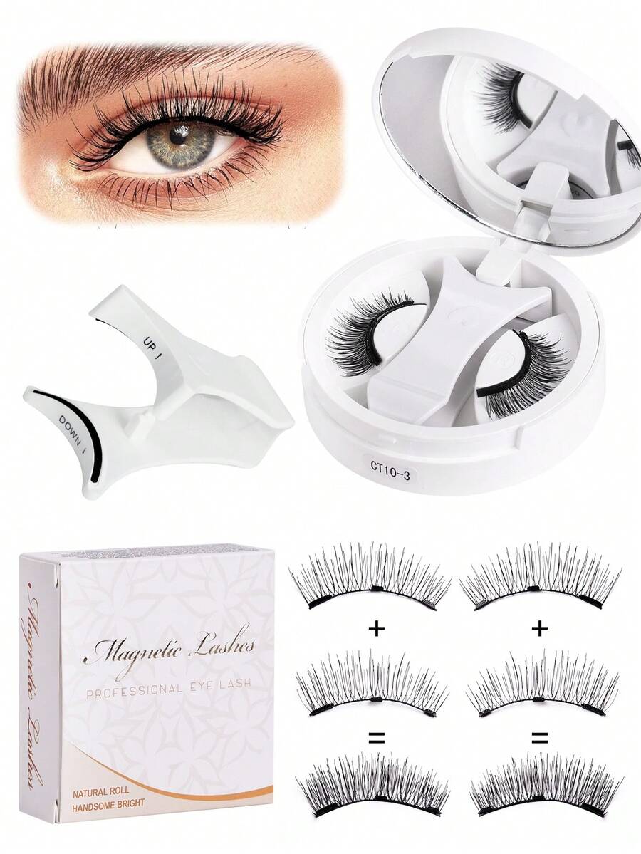 1 Box Reusable Natural Style Glue-Free Magnetic False Eyelashes, Soft Magnetic Lashes, Easy To Apply And Remove - View 1
