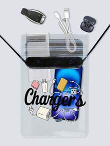 充電圖案大容量防水手機袋，數據線海灘斜挎收納袋，觸控螢幕水下攝影密封袋，漂流防水套，防水手機袋，觸控螢幕攝影游泳袋，適用於潛水、漂流、浮潛、海灘和溫泉沐浴斜挎防水套，度假必備，海灘必備 - 彩色 - 查看 10