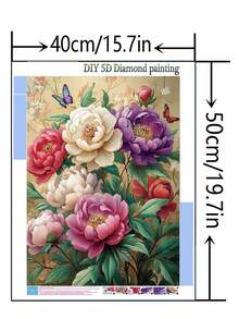 1 pièce Kit de peinture de diamant DIY - Floral, Décoration d'intérieur, Plein forage, 30*40cm/40x50cm - Ensembles - Voir 9