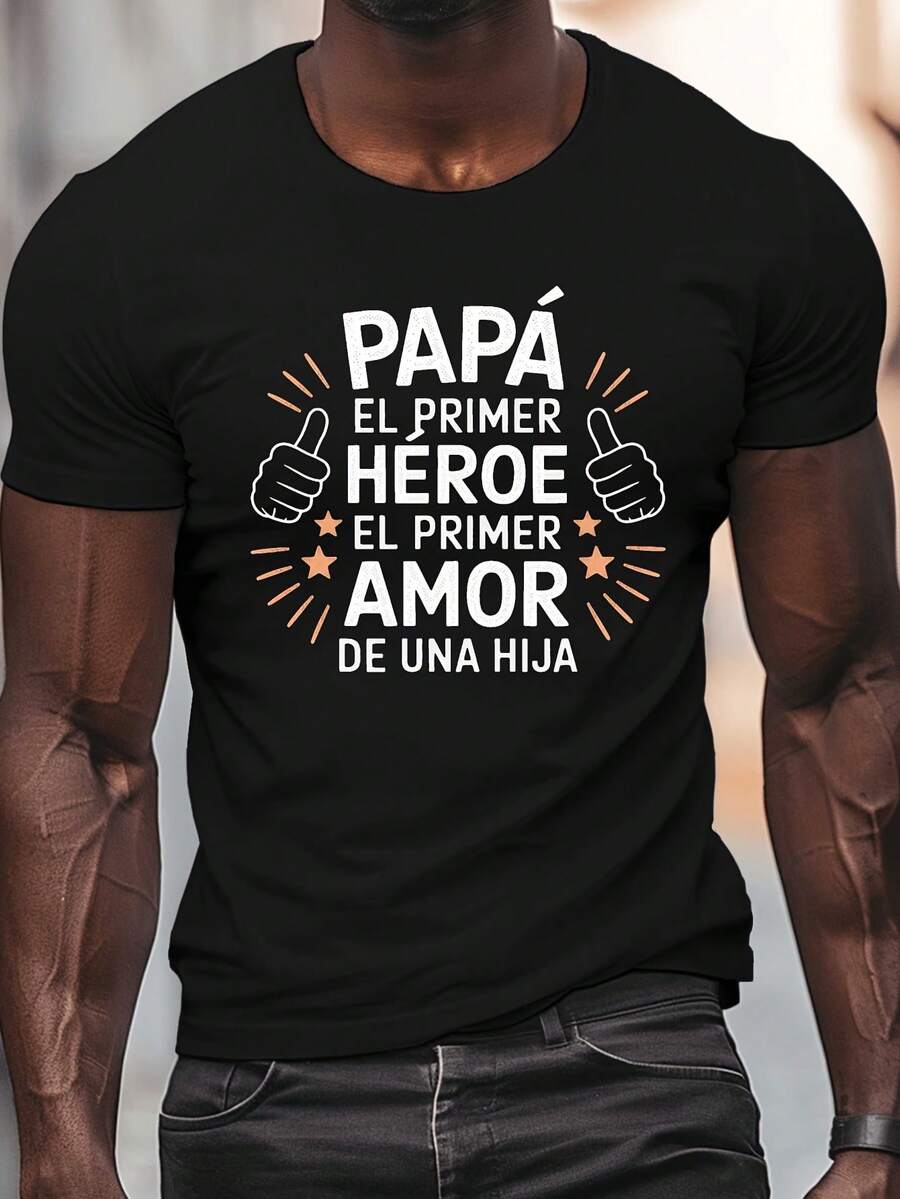 ropadehombreCamiseta casual de algodón puro para papáPapáElPrimeroHéroePrimeroAmorHijaCamiseta-NegroPlusTamañoTee,SuaveCómodoAjusteGráficoDiseñoconPulgar ArribaIconosYRayo de solEfecto-IdealRegaloparaDel padreDía,CumpleañosOEspecialOcasionesparaPapádeDaughterlocal,regalosparapapás, tops - Negro - Ver 1
