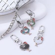 1pc Metal Chick Keychain House Enamel Hen Keychains Lovely Animal Key Chain Gift For Friend - Multicolor - View 4