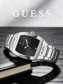 Guess Men's Quartz Watch Silver Tone Tonneau Case Black Dial Stainless Steel Bracelet Minimalist Dress Watch for Office Business Meeting Formal Dinner Date Night Casual Errands Ideal Gift for Him on Birthday Graduation Promotion Holiday Perfect for Sleek Modern Professional Style Enthusias Promotion Holiday Perfect for Sleek Modern Professional Style Enthusias - 銀色 - 查看 5