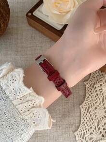 1pc Women's Oval Roman Numeral Casual Elegant Quartz Wrist Watch, Suitable For Daily Wear - Red - View 6