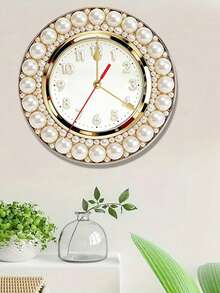 2 pezzi, Orologio da parete con tema bordo perla, orologio decorativo silenzioso, orologio da parete in legno creativo, adatto per decorazione in camere da letto, soggiorni e uffici, 10/12 pollici (senza batterie AA), 2D piatto - Multicolore - Visualizzare 6