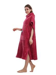 Absorbent Surfing Cloak, Unisex, Quick-Dry Towel Changing Cloak With Hood, Adult Size, Beach Surfing Swimming Changing Robe - Rose Red - View 4