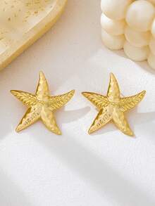 1 Pair Fashionable Versatile Vintage Starfish Elegant Stud Earrings - Golden - View 6