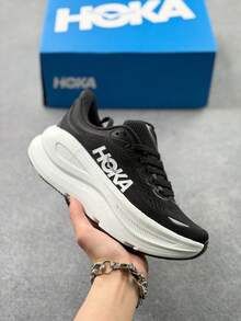 Hoka One One Bondi 9 Road Running Shoes, Breathable, Lightweight, Cushioned, Non-Slip, Suitable For All Seasons, Black & White, Men & Women - Black and White - View 7
