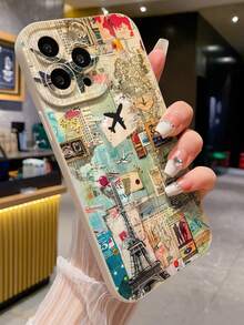 Funda de teléfono minimalista de moda con mapa de avión pintado hueco en color beige, a prueba de golpes, apta para iPhone 17, 17 Pro, 17 Pro Max, 16/11/16 Pro/16 Plus/16 Pro Max/16e/15 Pro Max/13/14/12/XS/XR/7G/8P, apta para Samsung Galaxy S25/S25 PLUS/S25 Ultra/A16/A36/A26/A56/A50/A12/A32/A52/A72/A51/A21S/A13/A14/S24/S24 PLUS/S24 Ultra/S20/S23/S22/A53/S20 FE/S21 - Multicolor - Ver 2
