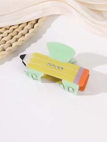 1pc Cute Cartoon Pencil Shaped Hair Claw Clip, Sparkling Rhinestone Decor, Minimalist Daily Hair Accessory, Back To School Headpiece - Multicolor - View 9