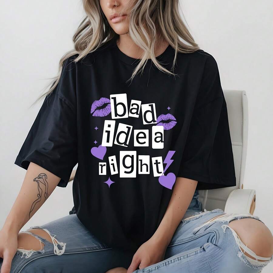 O.Livia Rodrigo Tee_ 'Bad Idea Right' Relaxed Fit Shirt - Black - View 1