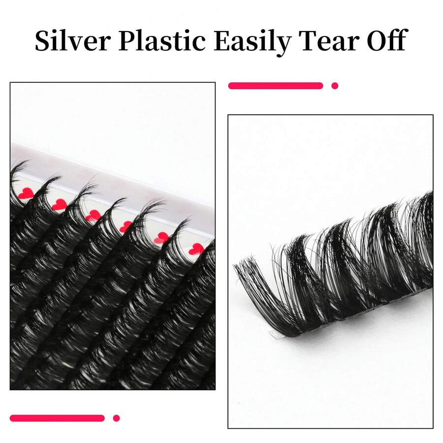 Cinderella Lash DIY睫毛簇预制扇形软带俄罗斯卷度100片经典睫毛嫁接C/D型8-18mm长度蓬松易戴美妆工具 - D - 查看 1