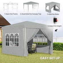 Outsunny 10' X 10' Pop-Up Canopy Tent With Sidewalls, Instant Sun Shelter, Height-Adjustable, Carry Bag Included, For Outdoor, Garden, Patio, Light Grey - Light Grey - View 3