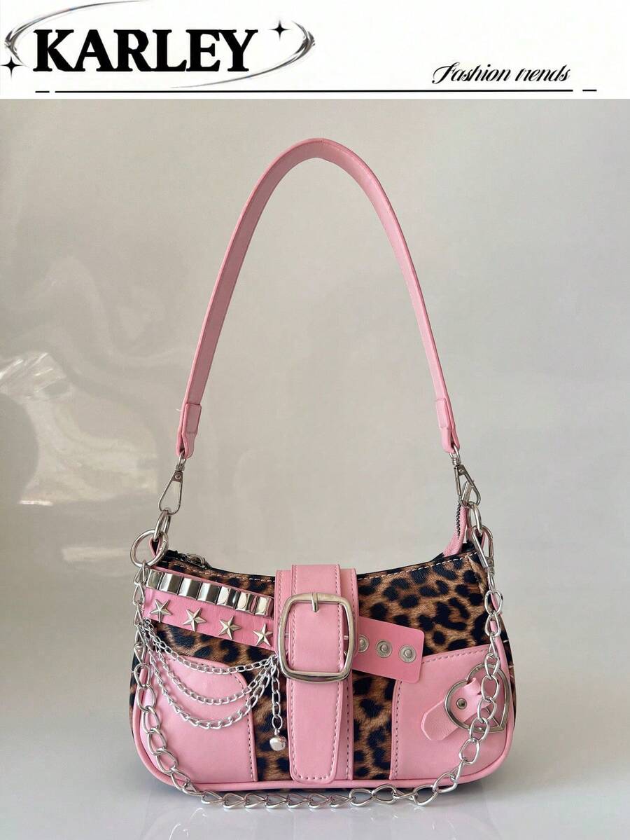 Fashionable Versatile Crescent Moon Bag, Y2K Millennium Chain Shoulder , Underarm , Handheld  Crossbody , Comes With Multiple Interchangeable Straps