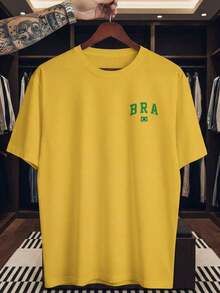 Unisex T-Shirt Supporting The Brazilian National Football Team - Men's And Women's 100% Cotton, Casual, Crew Neck - 黃色 - 查看 1