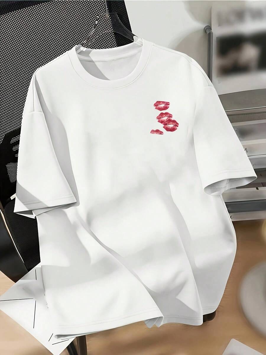 Minimalist. 100% Cotton. 1 Piece, Size Large, Before And After Photos. Soft And Stretchy Women's T-Shirt - Casual Short-Sleeved Top For Spring/Summer, Lightweight, Polyester Blend, All-Season Clothing. | Crew Neck Tee | Matte Material [6935] Oversized Summer T-Shirt - 白色 - 查看 1