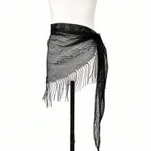 Hip-Hop Fashionable Punk Fringed Triangle Scarf/Shawl/Belt, Waist Accessory, Modern Dance Costume Performance Hip Scarf, Waist Chain, Hip Wrap, Butt Curtain - 金色 - 查看 9