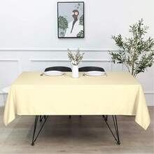 1pc Solid Color Polyester Stain-Resistant & Wrinkle-Resistant Washable Polyester Tablecloth, Suitable For Dining Table, Self-Service Party And Camping Decor Fabric, Gray - Beige - View 4