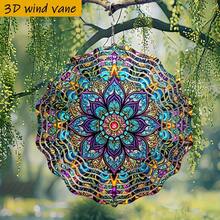 3D "Colorful Mandala Pattern" 10" X 10" Rotating Hook, 360° DIY Creative Double-Sided Round Indoor/Outdoor Hanging Decor (Pendant Not Included), Random Style - A - View 5