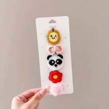 5pcs/Set Teddy Dog, Cat, Yorkshire Terrier Themed Non-Shedding Hair Clips & Headbands - Multicolor - View 5