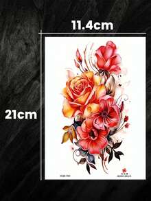 2pcs Waterproof Temporary Tattoo Stickers, Sexy Butterfly & Rose Floral Designs, For Women's Waist & Thigh, Black Butterfly Rose Pattern Paper Tattoo, Applicable For Arms, Legs, Waist, Back, Realistic One-Time Fake Tattoo Stickers - Black - View 8