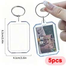 5/10/20/30/40/50/100PCs Acrylic Photo Frame Keychain Clear Picture Insert Blank Keyrings For Double-Sided Photos Holder DIY Party Guest Gifts - Multicolor - View 16
