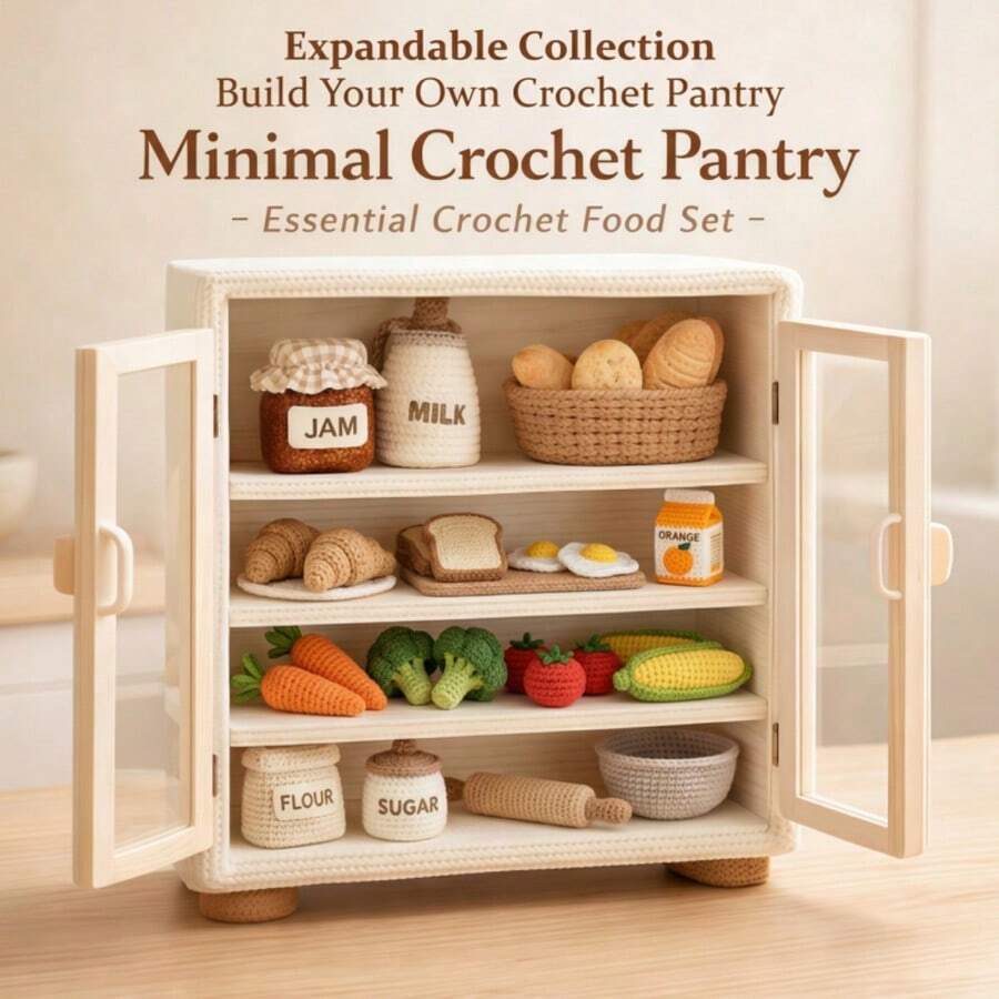1Set Animal Crochet Kit, Crochet Kit For Beginners, Beginner Crochet Kit For Adults With Step-By-Step Text Tutorials, Mini Kitchen Storage Cabinet DIY Crafts For Adults, Contemporary Home Decorative Ornaments, Cute Birthday Easter Day And Spring Gifts