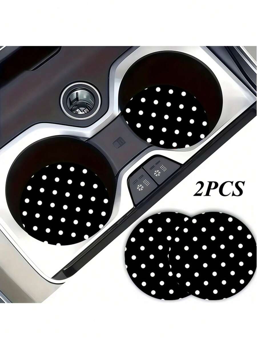 2入黑白波點杯墊,汽車內裝飾配件,防滑汽車杯架墊,男女通用,通用汽車飲料墊,適合朋友的生日與日常禮物 - 波點杯墊 - 查看 1