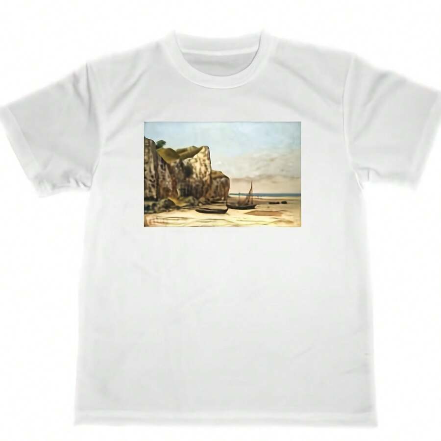 ギュスターヴ・クールベ ドライ Tシャツ 名画 絵画 アート グッズ ノルマンディーの海岸 - ホワイト18 - チェックする 1