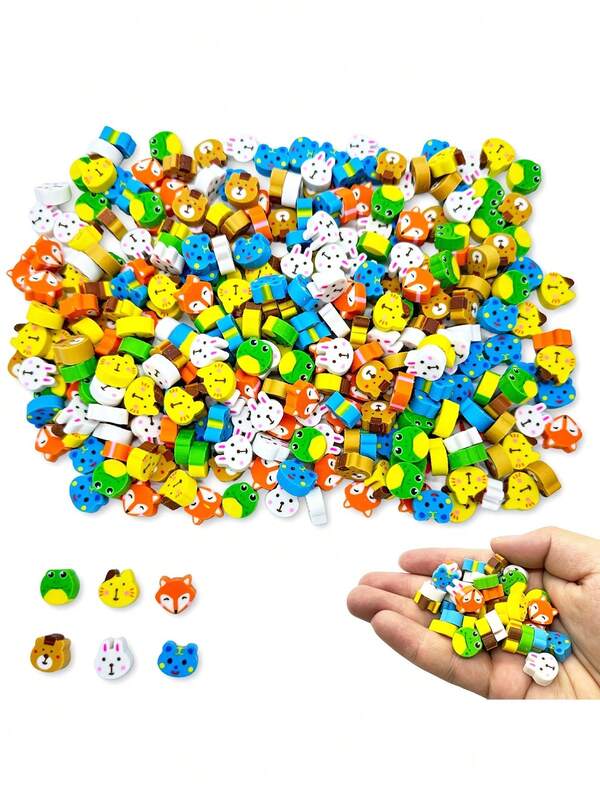 100 piezas Mini borradores con forma de animales lindos - Borradores de lápiz creativos multicolor y multiestilo adecuados para recompensas de aula, recuerdos de fiesta y suministros de oficina