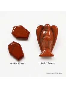 紅碧玉手工雕刻組－療癒平安天使與暗黑美學棺材裝飾品。守護天使雕像搭配迷你棺材小雕像，巫術祭壇裝飾與收藏家的絕佳選擇。 - 紅色 - 查看 4