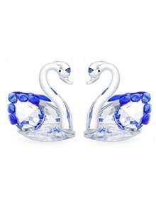 1/2/5/6PCS,Set Of 2 Crystal Swan Figurines Collectible Glass Animal Ornaments Pair Swans Home Living Room Bedroom Decor Sparkling Crystal Gift Ideal Swan Deco Figurine Crystal Figurines Swan Cake Toppe Glass Decor Back School Season Travel Season - Swan - View 15