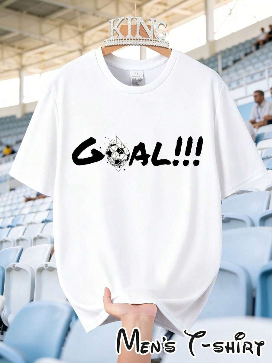 [Official World Cup License] Short Sleeve T-Shirt With World Cup Print "Goal Celebration Style", Suitable For Shopping, Casual Fashion, House Parties, With A Goal Celebration Graffiti Style, Ideal For Daily Outings, Meetings With Friends, Dinners, Travel And Business Trips, A Gift For Football Fans, 100% Cotton - 白色 - 查看 1