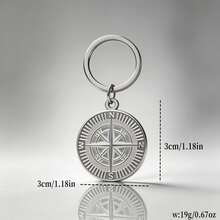 1pc Stainless Steel Vintage Compass Keychain Key Ring Unisex Key Holder Bag Charm Key Pendant Suitable For Daily Use Or Gift - Silver - View 7